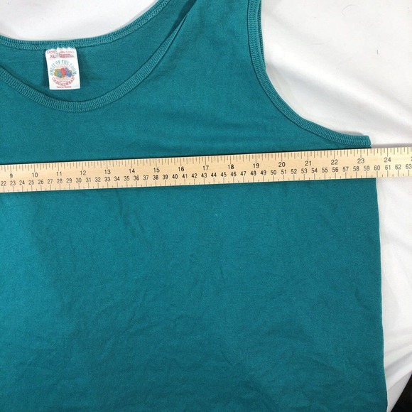 VTG 90’s Fruit Of The Loom Casual Wear Turquoise Womens Tank Top XL USA Made - Picture 9 of 10